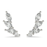 white gold marquise and round diamond ear climbers 