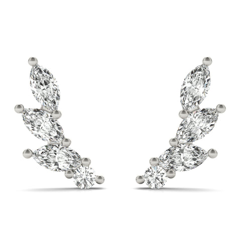 white gold marquise and round diamond ear climbers 