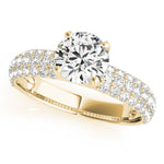 yellow gold multi row pave engagement ring