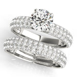 white gold multi row pave set engagement ring