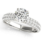 white gold multi row pave set engagement ring
