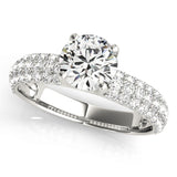 white gold multi row pave set engagement ring