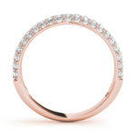 rose gold triple row pave diamond wedding band