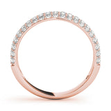 rose gold triple row pave diamond wedding band