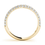 yellow gold triple row pave diamond wedding band