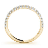 yellow gold triple row pave diamond wedding band