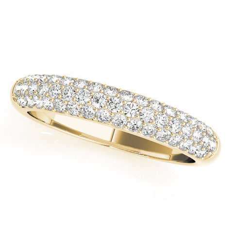 yellow gold triple row diamond pave wedding band