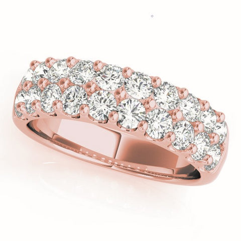 rose gold double row diamond pave wedding band