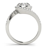 White gold bypass halo diamond engagement ring 