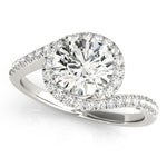 White gold bypass halo diamond engagement ring 