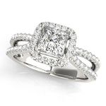 platinum princess cut halo diamond engagement ring