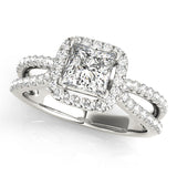 platinum princess cut halo diamond engagement ring