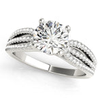 white gold triple row diamond engagement ring