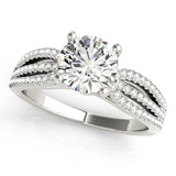 white gold triple row diamond engagement ring
