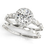 white gold fashion diamond wedding band and white gold halo diamond engagement ring