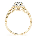 Yellow Gold Halo Engagament Ring w/ Bezel Accents
