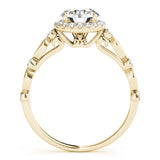 Yellow Gold Halo Engagament Ring w/ Bezel Accents
