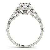 White Gold Halo Engagement Ring w/ Bezel Accents