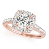 rose gold diamond halo round engagement ring