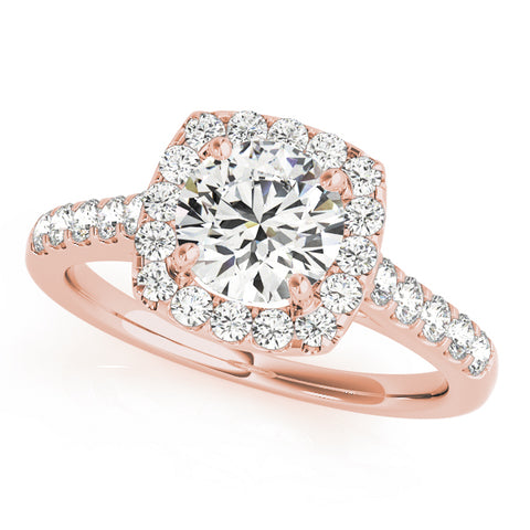 rose gold diamond halo round engagement ring