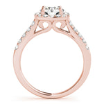 rose gold diamond halo round engagement ring