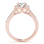 rose gold diamond halo round engagement ring