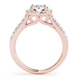 rose gold diamond halo round engagement ring