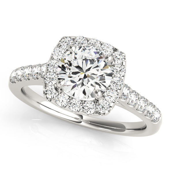 Round diamond engagement rings square halo Clearance