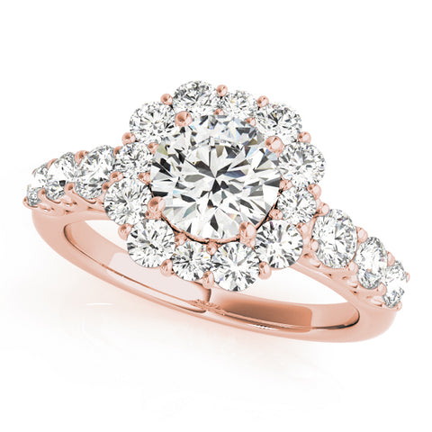 rose gold round halo diamond engagement ring