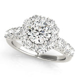 white gold diamond halo engagement ring