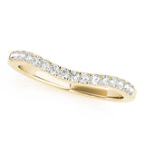 yellow gold curved diamond wedding band