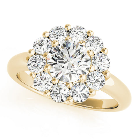 yellow gold round halo diamond engagement ring