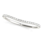 platinum single row curved diamond wedding band