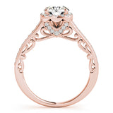 rose gold round halo vintage-inspired diamond engagement ring
