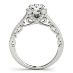 white gold vintage inspired diamond halo engagement ring