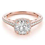 rose gold round halo vintage-inspired diamond engagement ring