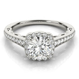 white gold vintage inspired diamond halo engagement ring