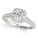 white gold vintage inspired diamond halo engagement ring
