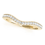 yellow gold curved diamond wedding band