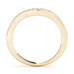 yellow gold curved diamond wedding band