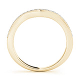 yellow gold curved diamond wedding band