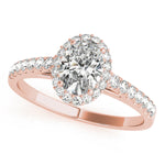 rose gold oval halo engagement ring 
