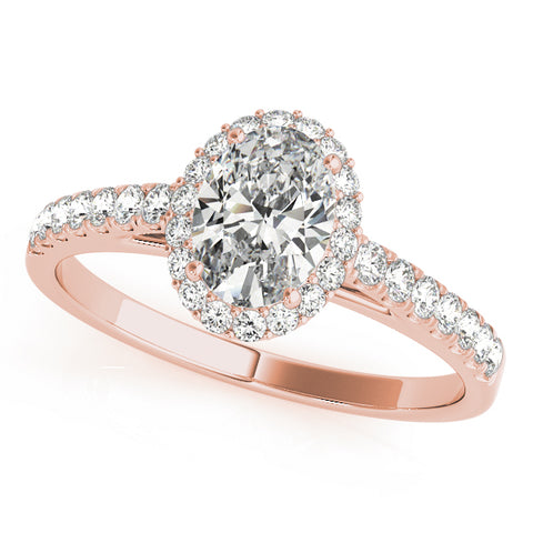 rose gold oval halo engagement ring 