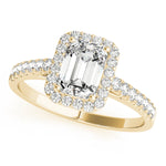yellow gold emerald cut halo engagement ring 