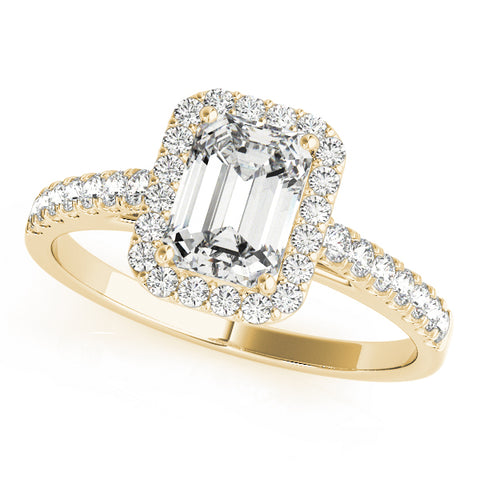 yellow gold emerald cut halo engagement ring 