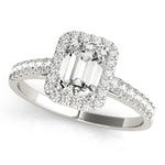 white gold emerald cut halo engagement ring