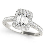 white gold emerald cut halo engagement ring