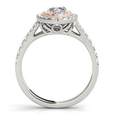 white gold and rose gold double halo marquise engagement ring