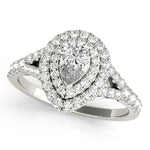 white gold pear shaped double halo engagement ring