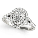 white gold pear shaped double halo engagement ring